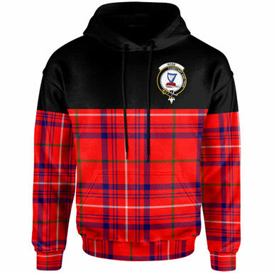 Scottish Rose Clan Crest Tartan Hoodie - Horizontal Style Front Side Tartan Plaid