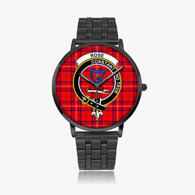 Scottish Rose Clan Crest Tartan Instafamous Steel Quartz Watches Tartan Plaid Black 1