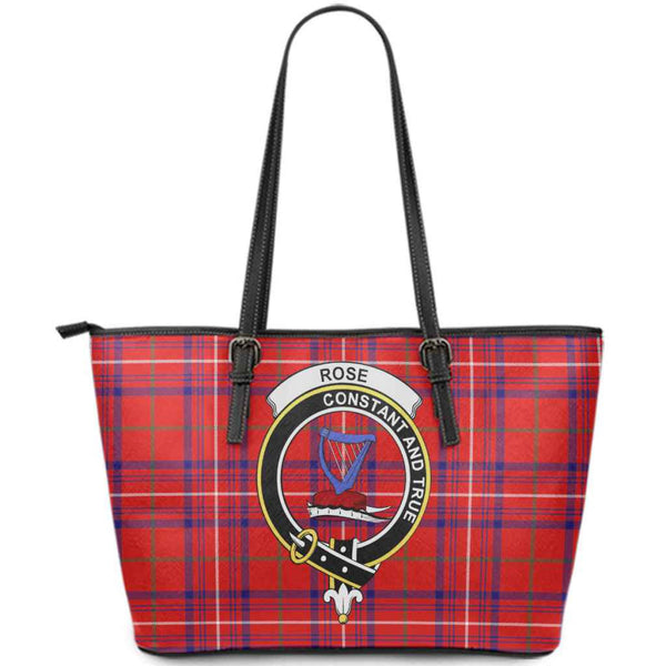 Scottish Rose Clan Crest Tartan Leather Tote Tartan Plaid