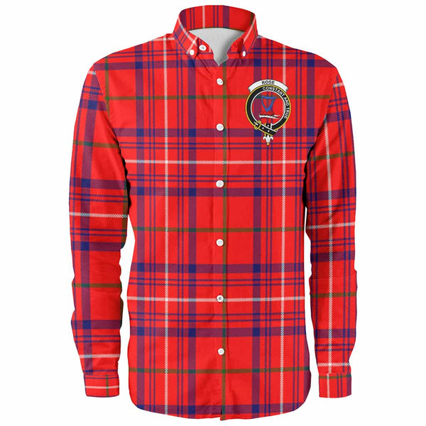 Scottish Rose Clan Crest Tartan Long Sleeve Shirt Front Side Tartan Plaid