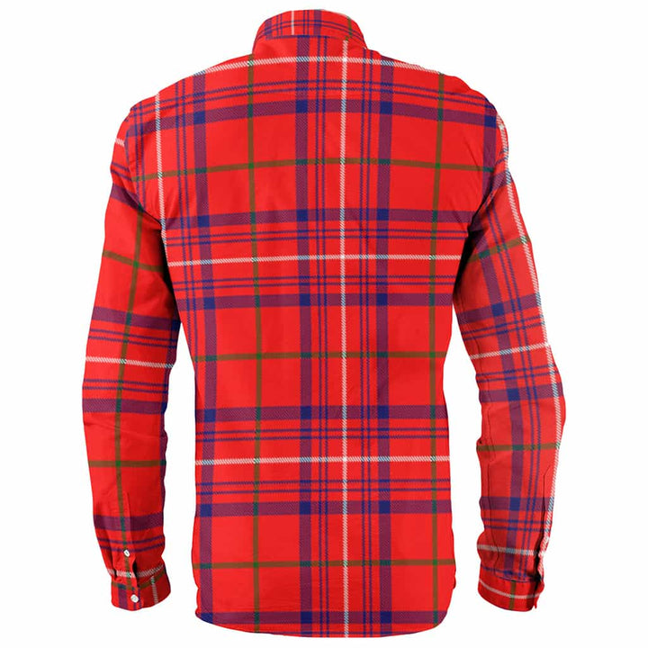 Scottish Rose Clan Crest Tartan Long Sleeve Shirt Back Side Tartan Plaid