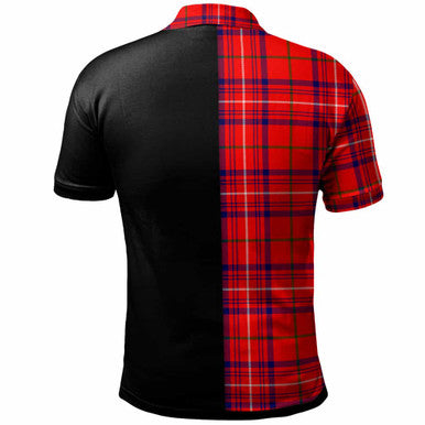 Scottish Rose Clan Crest Tartan Polo Shirt - Half in Me Back Side Tartan Plaid
