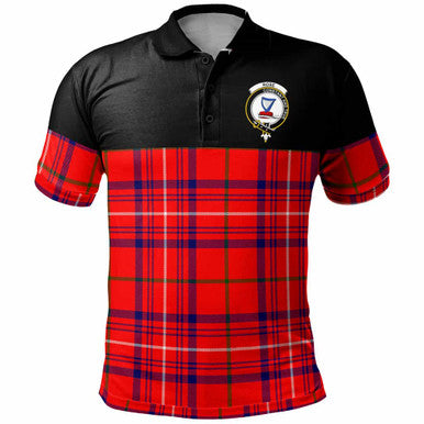 Scottish Rose Clan Crest Tartan Polo Shirt - Horizontal Style Front Side Tartan Plaid
