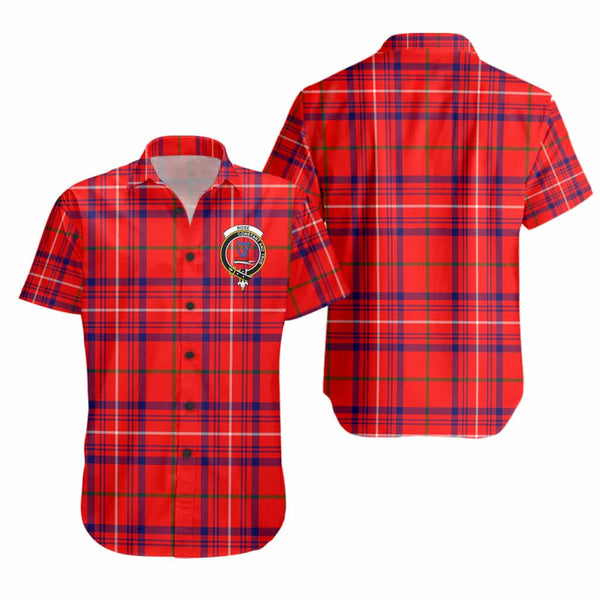 Scottish Rose Clan Crest Tartan Short Sleeve Shirt Tartan Plaid