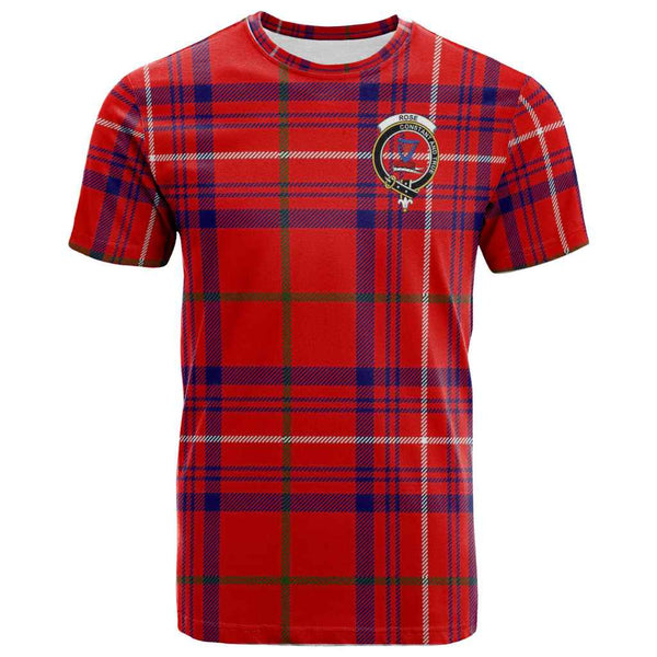 Scottish Rose Clan Crest Tartan T-Shirt Front Side Tartan Plaid