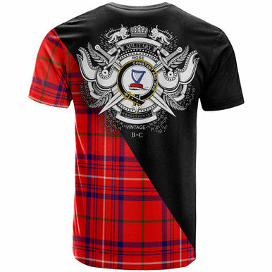 Scottish Rose Clan Crest Tartan T-Shirt - Military Logo Back Side Tartan Plaid
