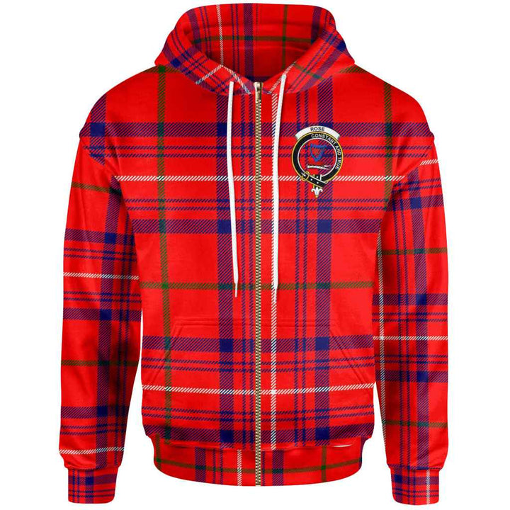 Scottish Rose Clan Crest Tartan Hoodie Zip Tartan Plaid
