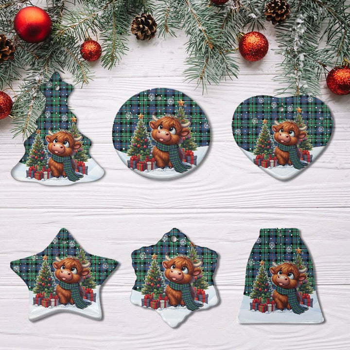 Scottish Rose Hunting Ancient Clan Tartan Ceramic Ornament Cute Highland Cow Christmas All Style Tartan Plaid