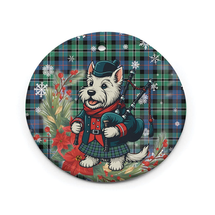 Scottish Rose Hunting Ancient Clan Tartan Ceramic Ornament Cute Scottish Terrier Dog Circle Style Tartan Plaid