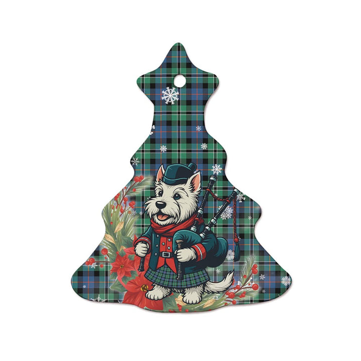 Scottish Rose Hunting Ancient Clan Tartan Ceramic Ornament Cute Scottish Terrier Dog Tree Style Tartan Plaid