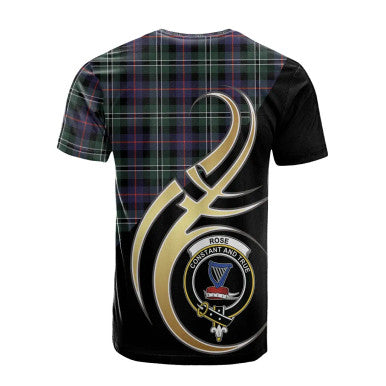 Scottish Rose Hunting Modern Clan Crest Tartan T-Shirt Believe in Me Back Side Tartan Plaid
