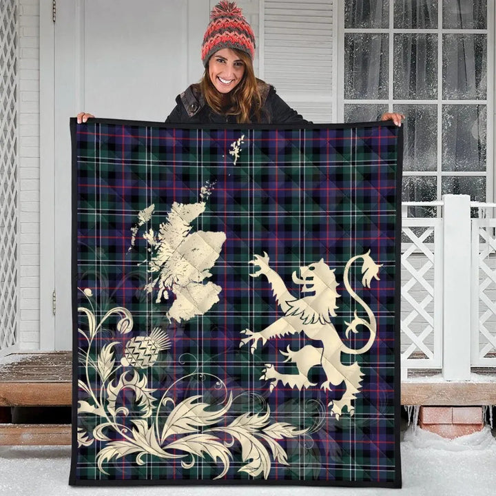Scottish Rose Hunting Modern Clan Tartan Quilt Rampant Lion with Thistle Tartan Plaid 3