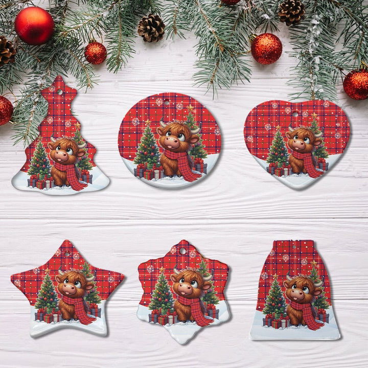 Scottish Rose Modern Clan Tartan Ceramic Ornament Cute Highland Cow Christmas All Style Tartan Plaid