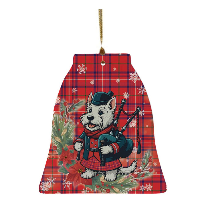 Scottish Rose Modern Clan Tartan Ceramic Ornament Cute Scottish Terrier Dog Bell Style Tartan Plaid