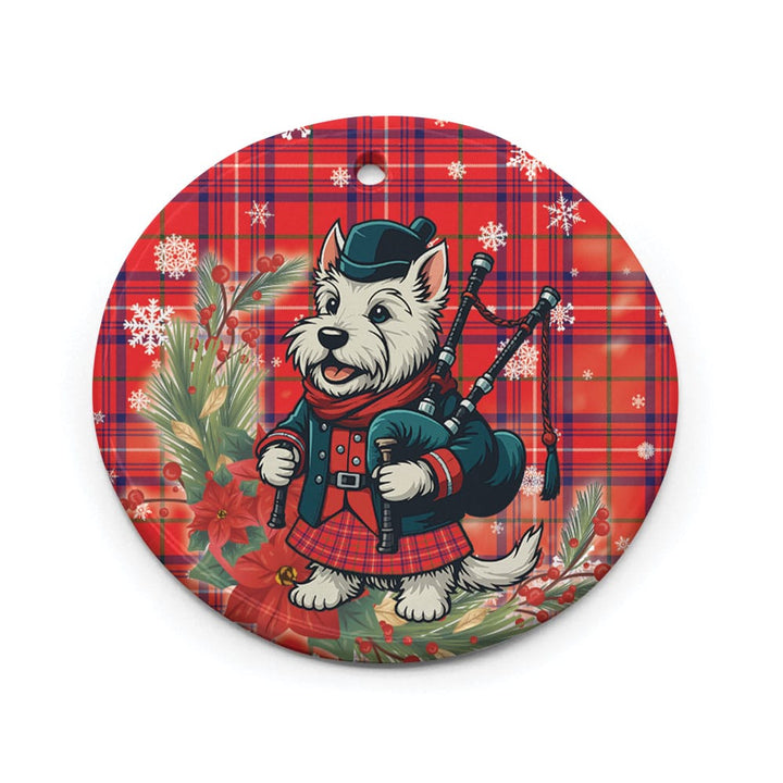 Scottish Rose Modern Clan Tartan Ceramic Ornament Cute Scottish Terrier Dog Circle Style Tartan Plaid