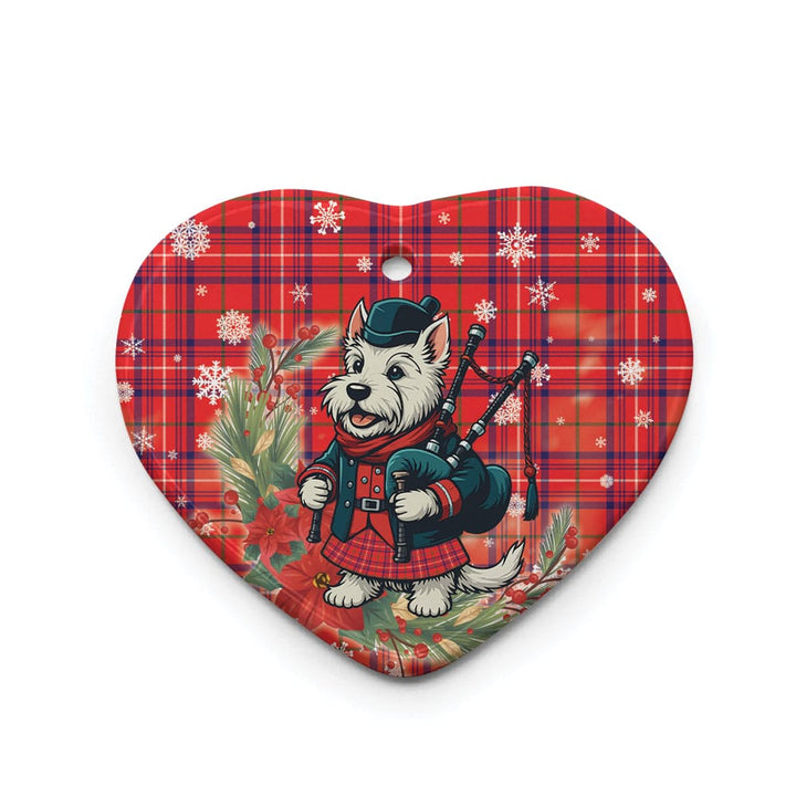 Scottish Rose Modern Clan Tartan Ceramic Ornament Cute Scottish Terrier Dog Heart Style Tartan Plaid