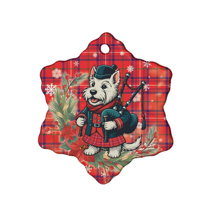 Scottish Rose Modern Clan Tartan Ceramic Ornament Cute Scottish Terrier Dog Snow Flake Style Tartan Plaid