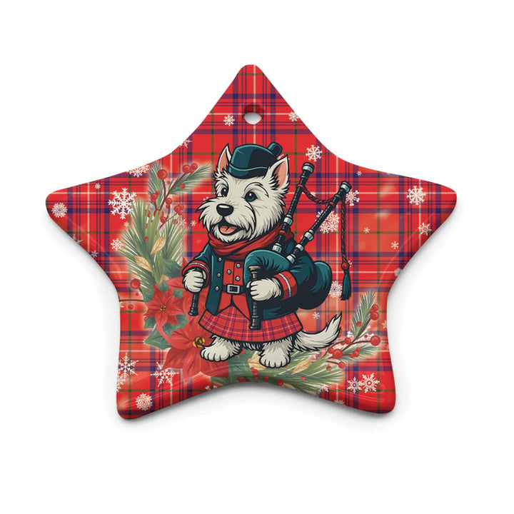 Scottish Rose Modern Clan Tartan Ceramic Ornament Cute Scottish Terrier Dog Star Style Tartan Plaid