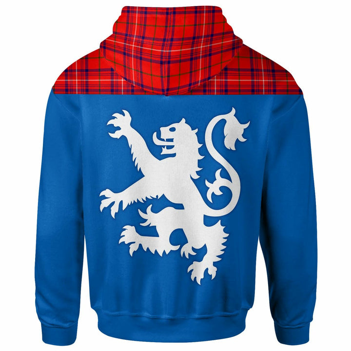 Scottish Rose Modern Clan Tartan Hoodie - Lion Rampant of Scotland With Flag back Side Tartan Plaid