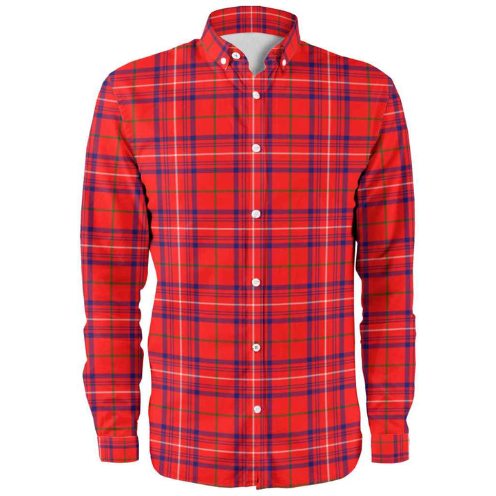 Scottish Rose Modern Clan Tartan Long Sleeve Shirt Front Side Tartan Plaid