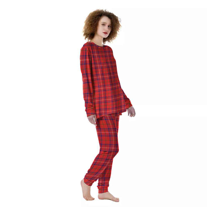 Scottish Rose Modern Clan Tartan Pajama Set Women Front Side Tartan Plaid