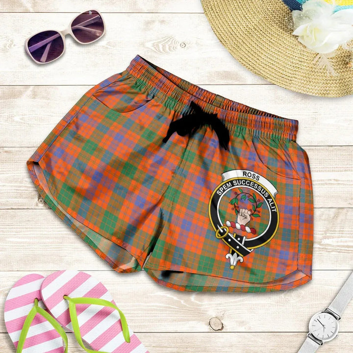 Scottish Ross Ancient Clan Crest Tartan Women Shorts