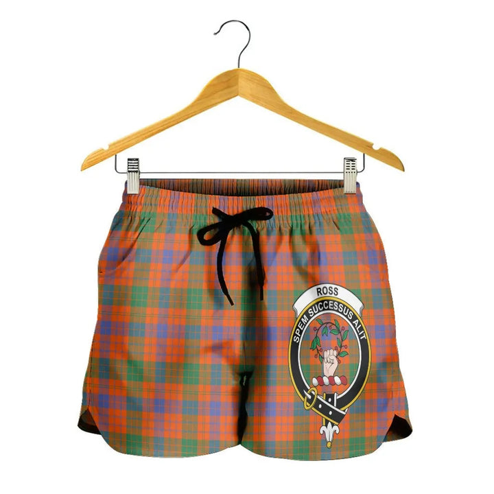 Scottish Ross Ancient Clan Crest Tartan Women Shorts