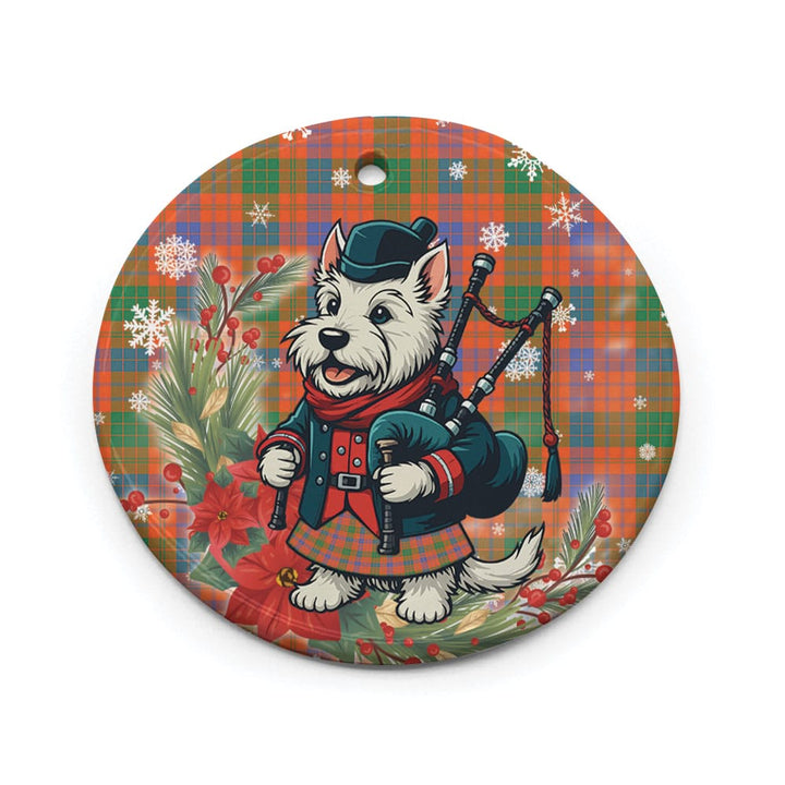 Scottish Ross Ancient Clan Tartan Ceramic Ornament Cute Scottish Terrier Dog Circle Style Tartan Plaid