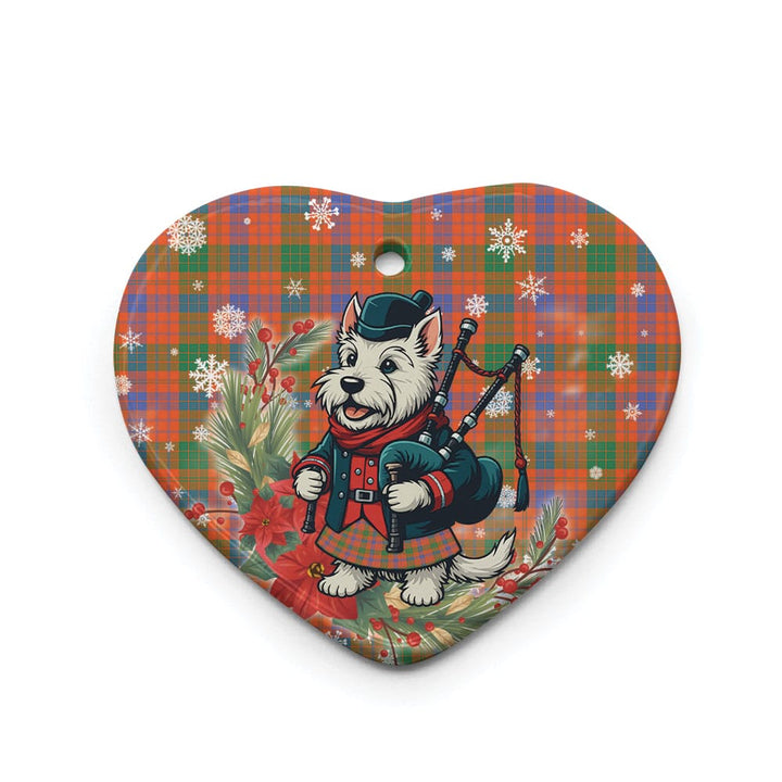 Scottish Ross Ancient Clan Tartan Ceramic Ornament Cute Scottish Terrier Dog Heart Style Tartan Plaid