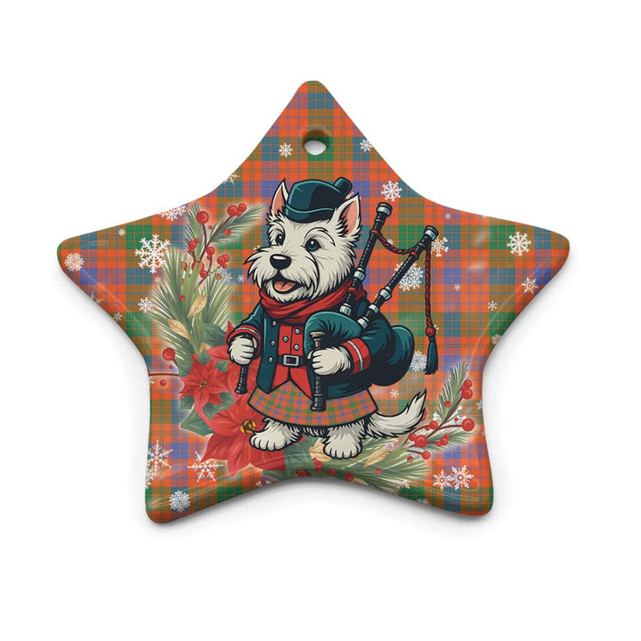 Scottish Ross Ancient Clan Tartan Ceramic Ornament Cute Scottish Terrier Dog Star Style Tartan Plaid