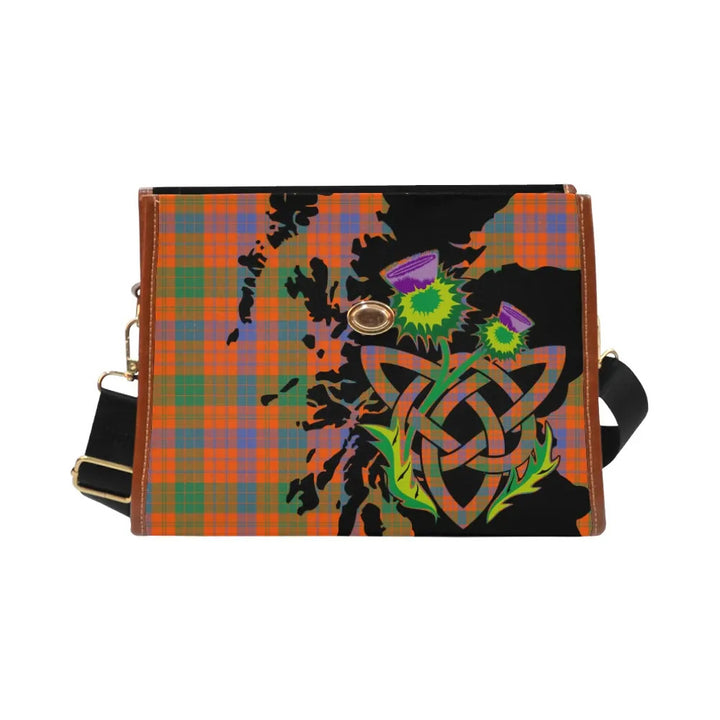 Scottish Ross Ancient Clan Tartan Waterproof Canvas Bag With Thistle Tartan Plaid 1