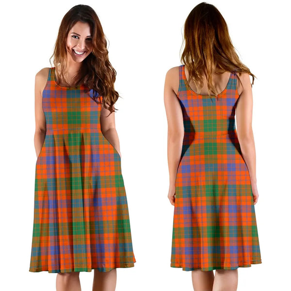 Scottish Ross Ancient Clan Tartan Women Midi Dress