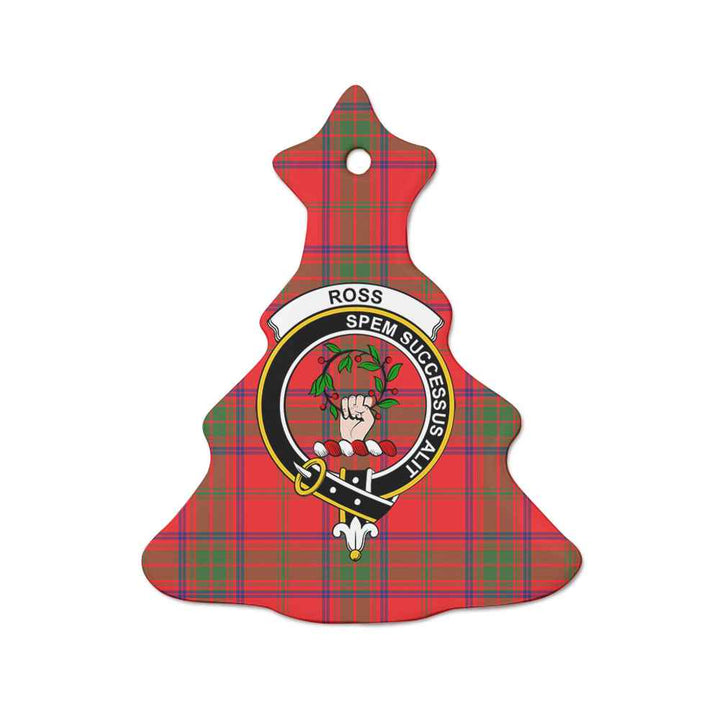 Scottish Ross Clan Crest Tartan Ceramic Ornament Tree Shape Tartan Plaid