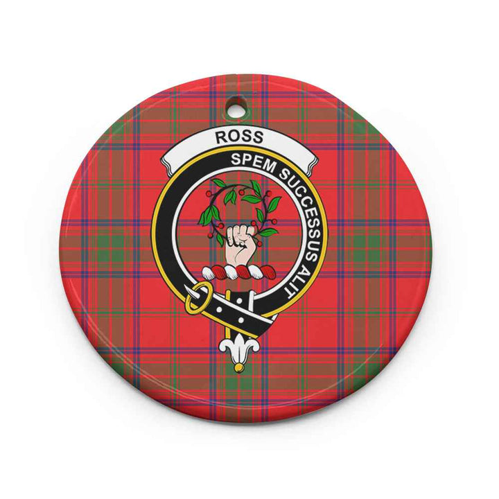 Scottish Ross Clan Crest Tartan Ceramic Ornament Circle Shape Tartan Plaid