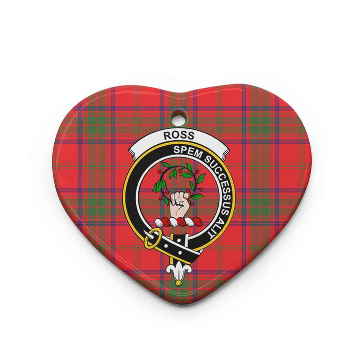 Scottish Ross Clan Crest Tartan Ceramic Ornament Heart Shape Tartan Plaid