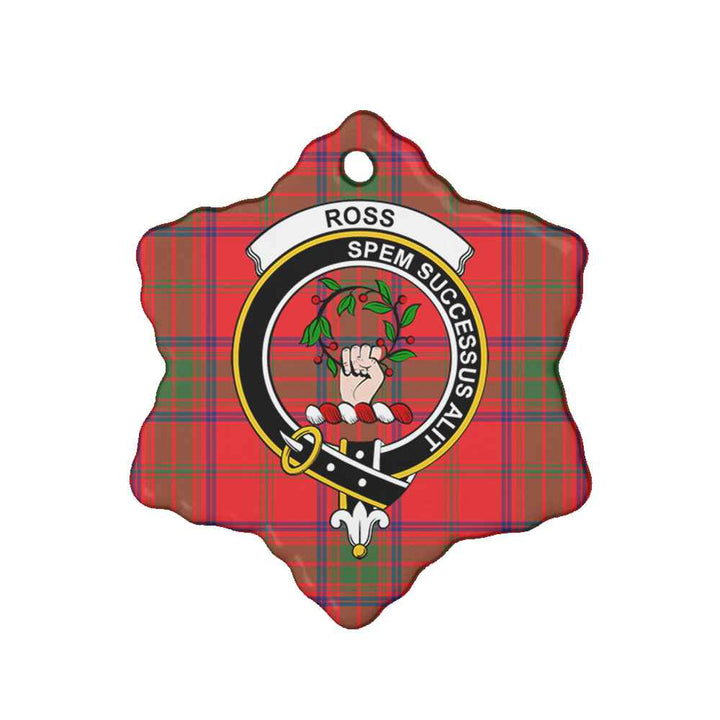 Scottish Ross Clan Crest Tartan Ceramic Ornament Snow Flake Shape Tartan Plaid