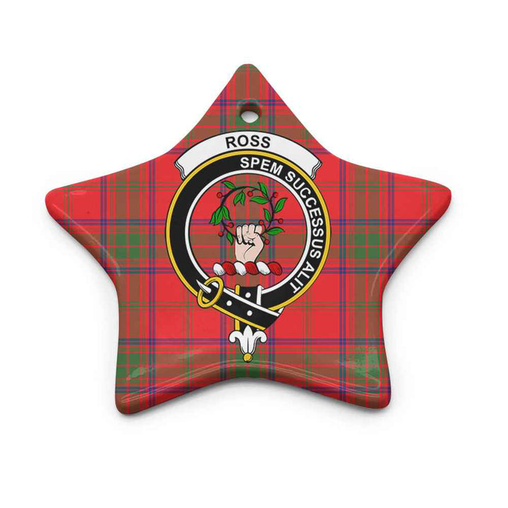 Scottish Ross Clan Crest Tartan Ceramic Ornament Star Shape Tartan Plaid