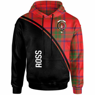 Scottish Ross Clan Crest Tartan Curve Hoodie Front Side Tartan Plaid