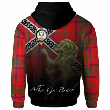 Scottish Ross Clan Crest Tartan Hoodie - Scotland Lion Back Side Tartan Plaid