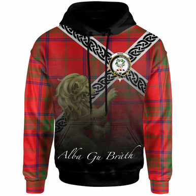 Scottish Ross Clan Crest Tartan Hoodie - Scotland Lion Front Side Tartan Plaid