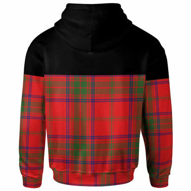 Scottish Ross Clan Crest Tartan Hoodie - Horizontal Style Back Side Tartan Plaid