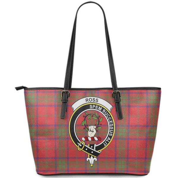 Scottish Ross Clan Crest Tartan Leather Tote Tartan Plaid