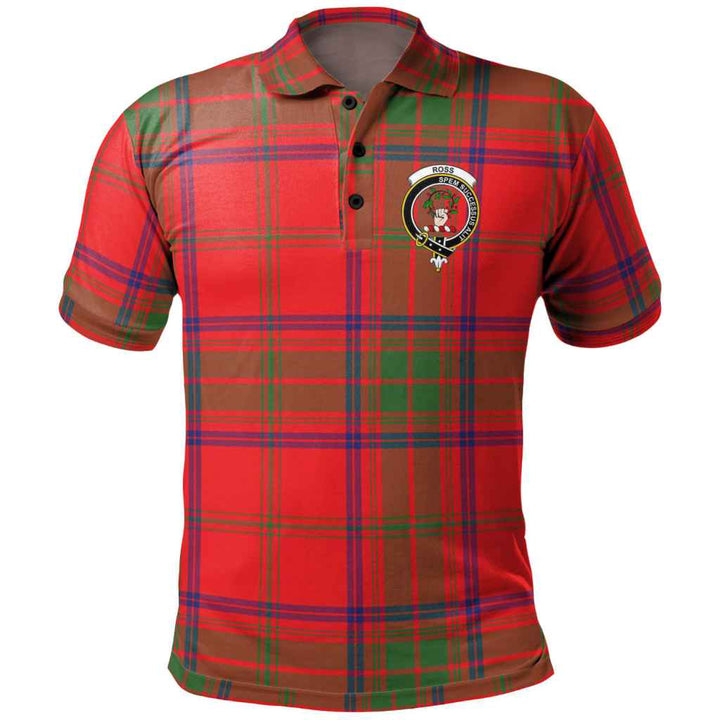 Scottish Ross Clan Crest Tartan Polo Shirt Front Side Tartan Plaid