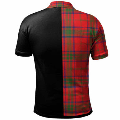 Scottish Ross Clan Crest Tartan Polo Shirt - Half in Me Back Side Tartan Plaid