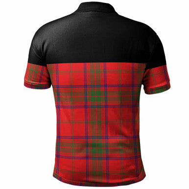 Scottish Ross Clan Crest Tartan Polo Shirt - Horizontal Style Back Side Tartan Plaid