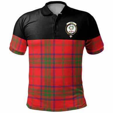 Scottish Ross Clan Crest Tartan Polo Shirt - Horizontal Style Front Side Tartan Plaid
