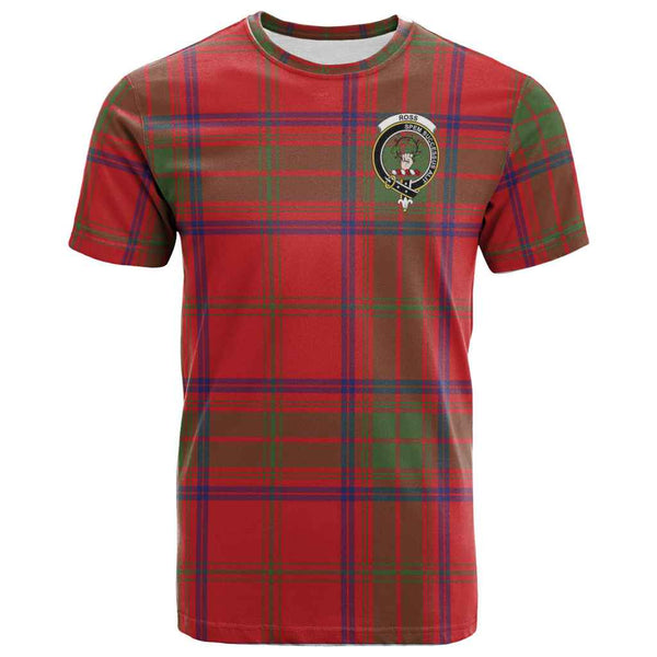 Scottish Ross Clan Crest Tartan T-Shirt Front Side Tartan Plaid