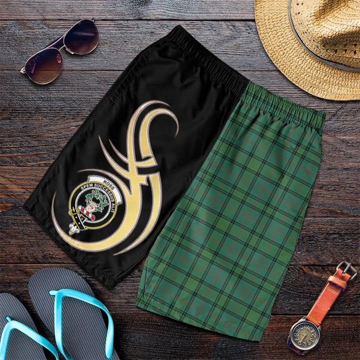 Scottish Ross Hunting Ancient Clan Crest Tartan Believe in Me Men's Shorts