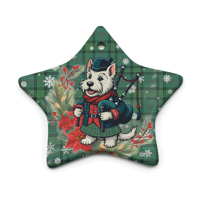 Scottish Ross Hunting Ancient Clan Tartan Ceramic Ornament Cute Scottish Terrier Dog Star Style Tartan Plaid