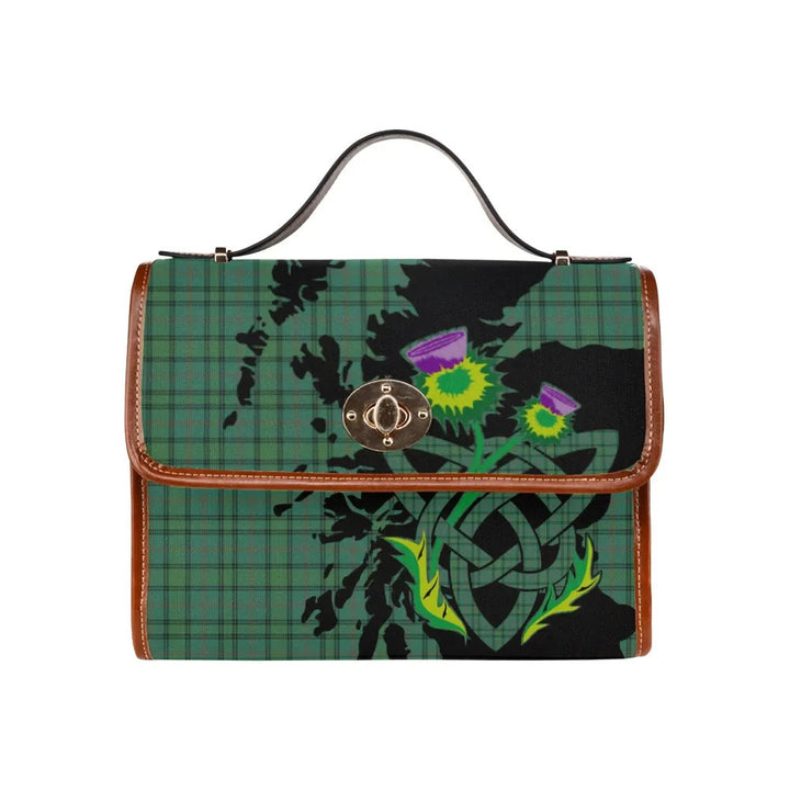 Scottish Ross Hunting Ancient Clan Tartan Waterproof Canvas Bag With Thistle Tartan Plaid 2